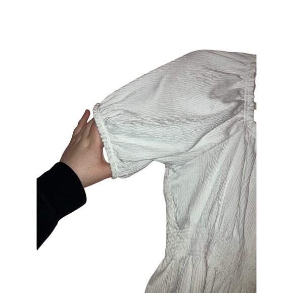 Old Navy White Smocked Puff Sleeve Peplum Top Medium - Picture 2 of 6